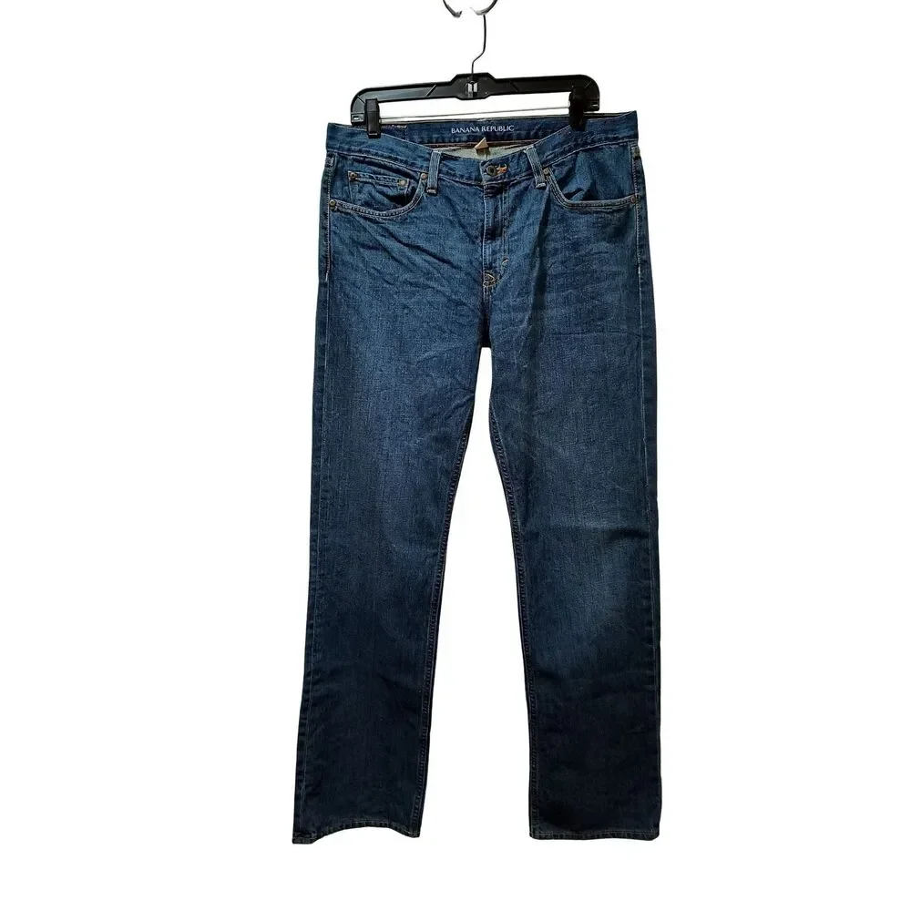 Banana Republic Jeans Men’s 33x34 Medium Wash Blue Straight Cotton Denim